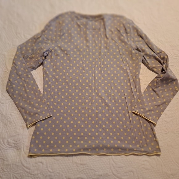 Boden women's size US 14 gray and yellow polka dot long sleeve shirt VGUC - Picture 3 of 3